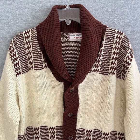 Royal Clan McGregor Nordic Wool Cardigan Sweater Mens M Shawl Collar Heritage - Picture 2 of 9